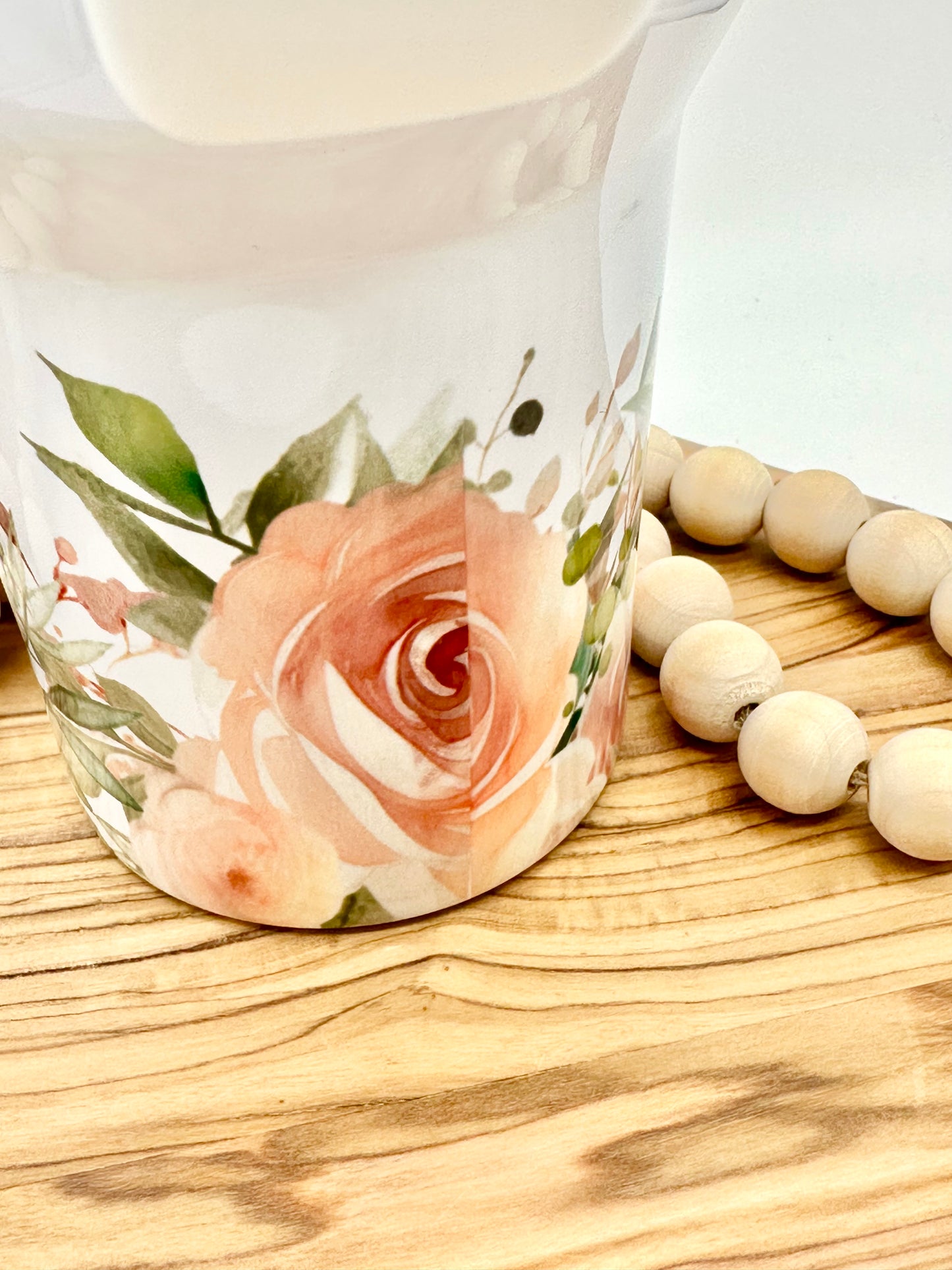 40oz Insulated Peach Floral Tumbler