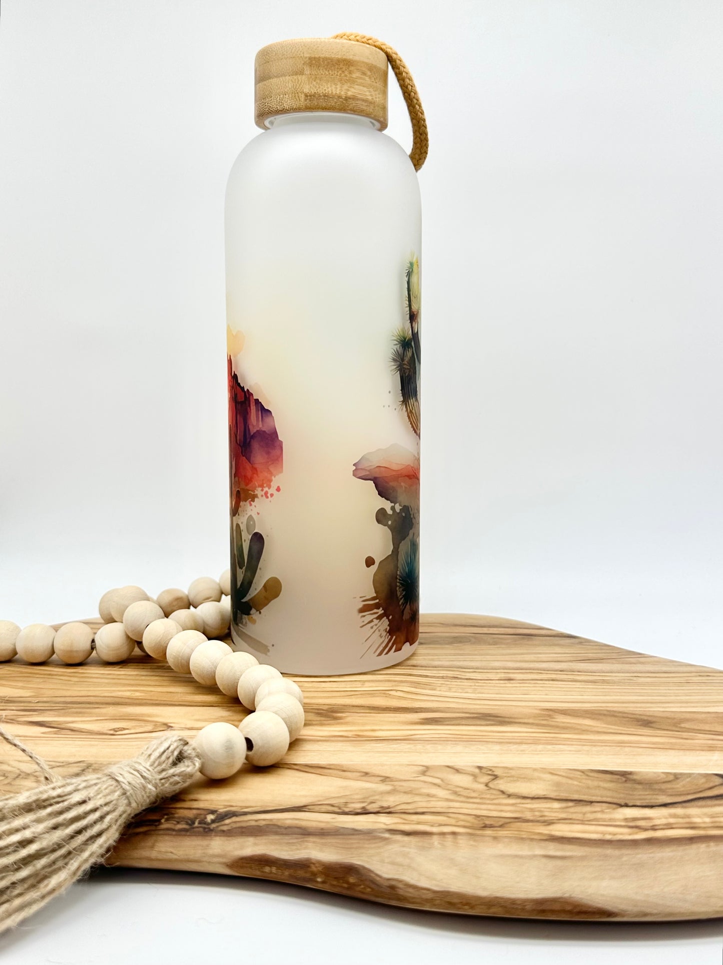 Desert Landscape Glass Water Bottle