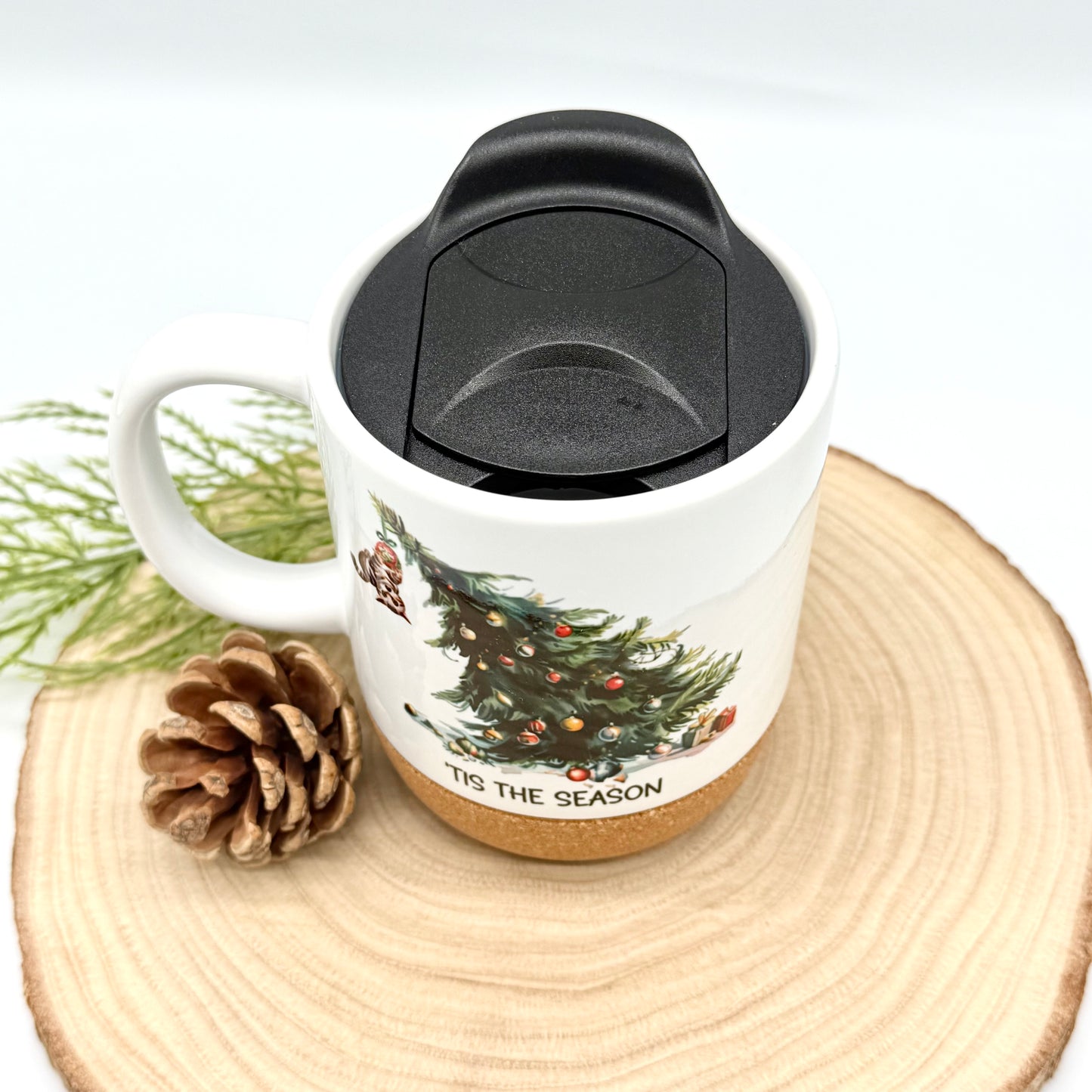 Funny Christmas Cat Mug - 12oz Coffee Mug with Cork Base