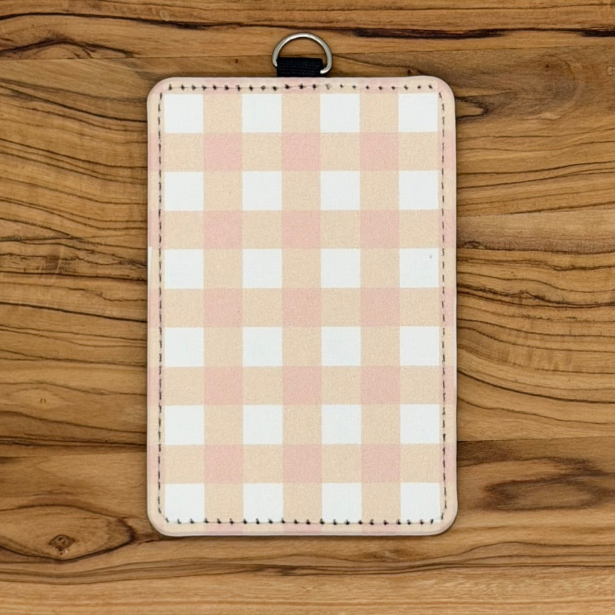 Neutral Checkered & Floral Badge Holders