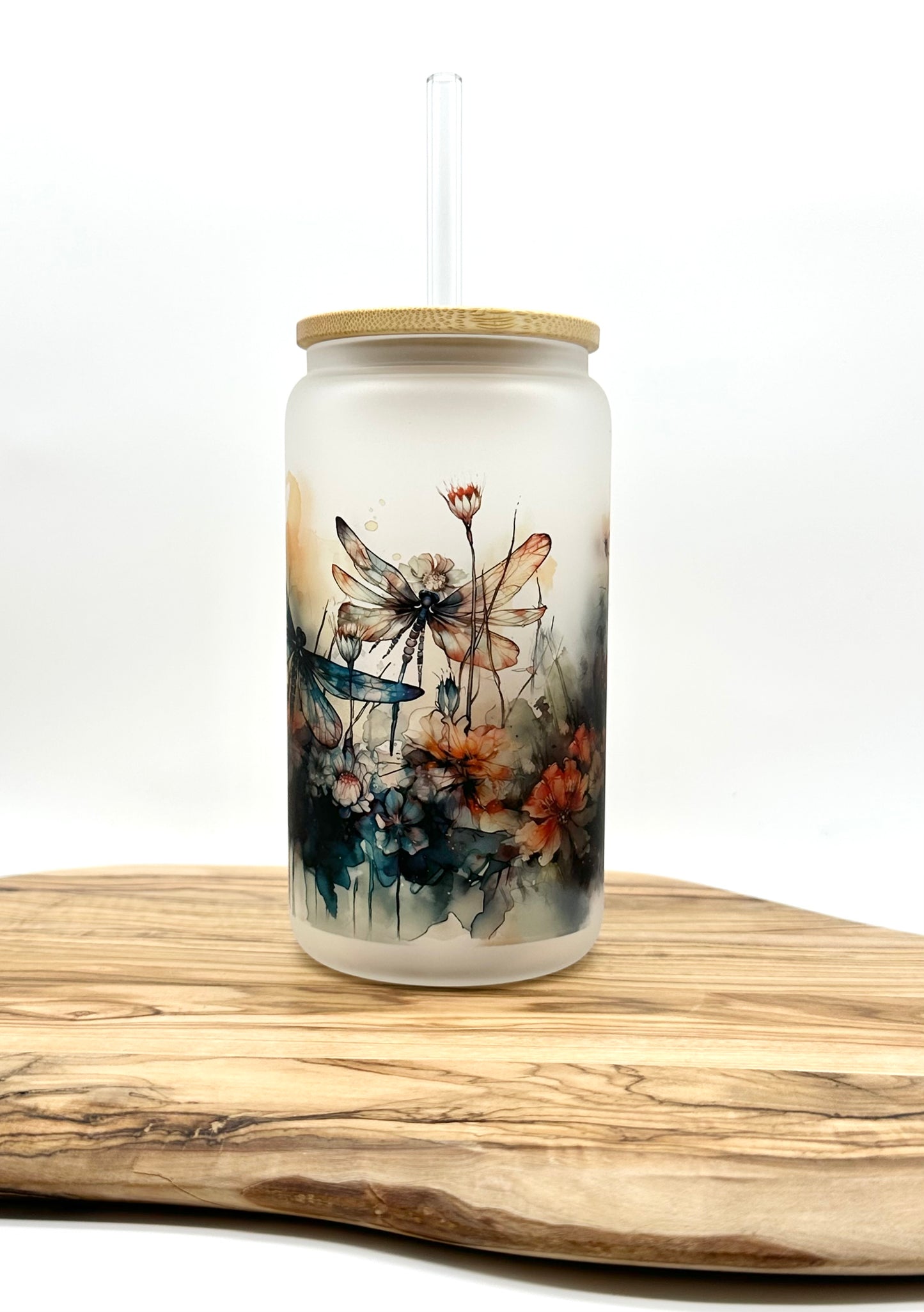 16oz Dragonfly Glass Tumbler