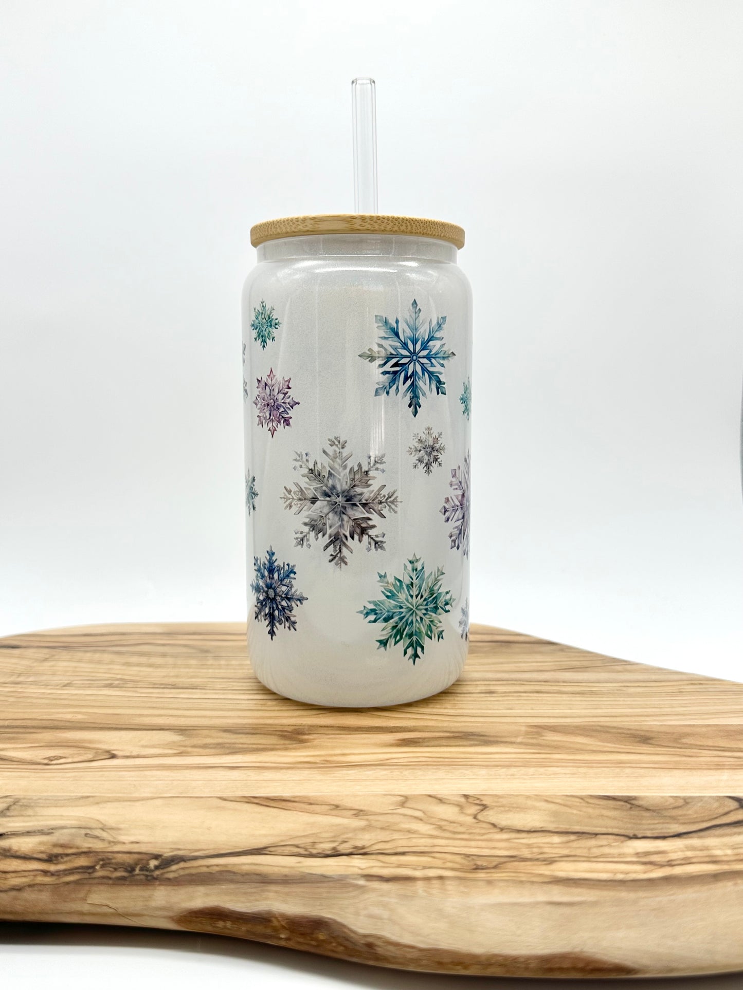 Snowflake Shimmer Glass Tumbler