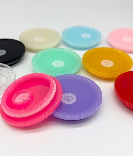 Plastic Lids for 16oz Glass Can Cups | Replacement Glass Cup Lids in 10 Colors