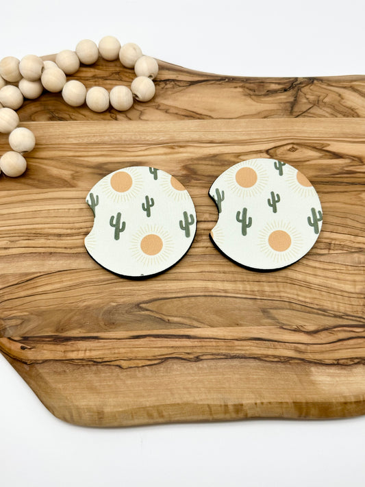 Cactus Sun Car Coasters