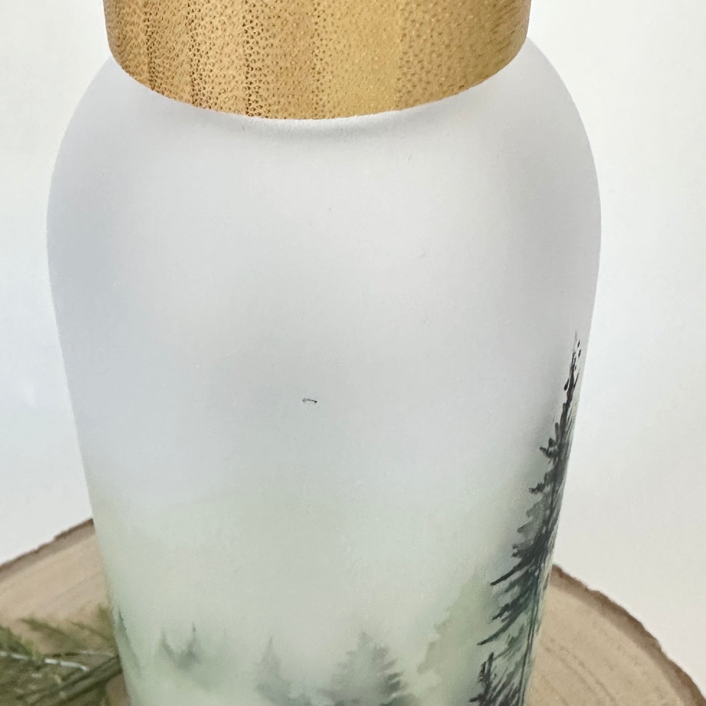 Forest Landscape Glass Water Bottle