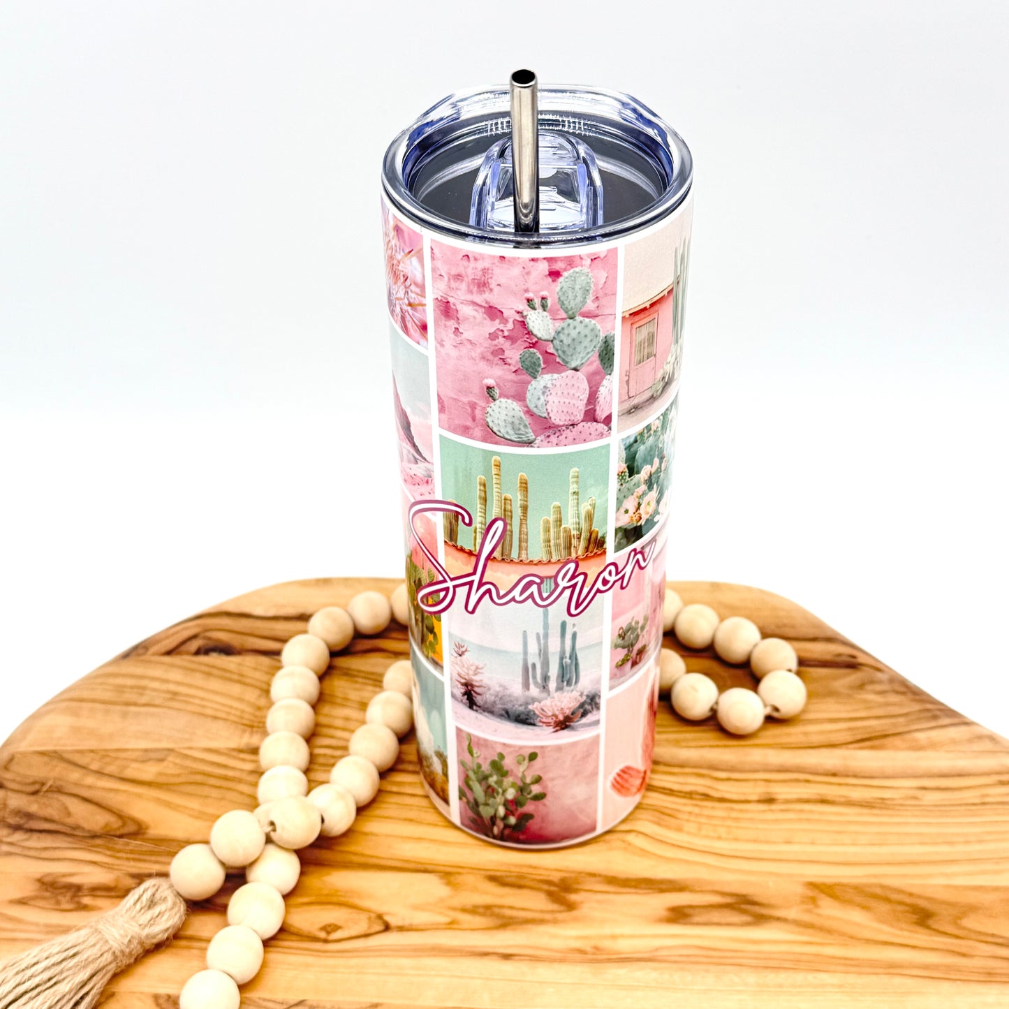 Personalized Southwestern Tumbler - 20oz Boho Chic Tumbler with Lid and Straw