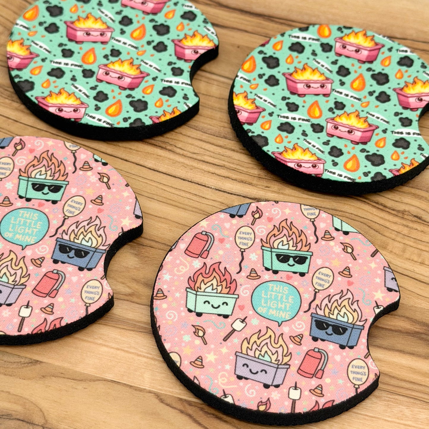 Dumpster Fire Car Coasters
