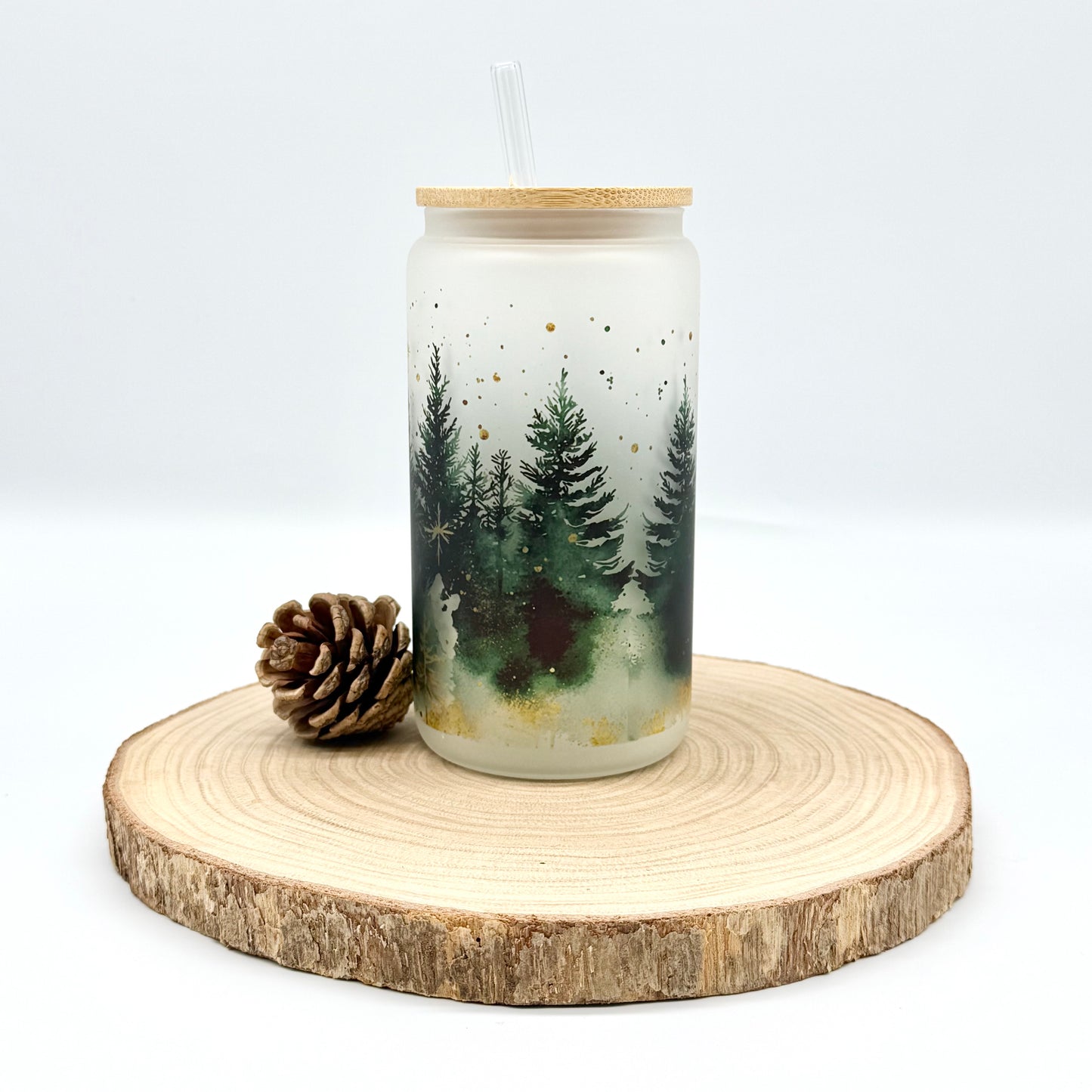 Christmas Glass Tumbler - 16oz Iced Coffee Cup