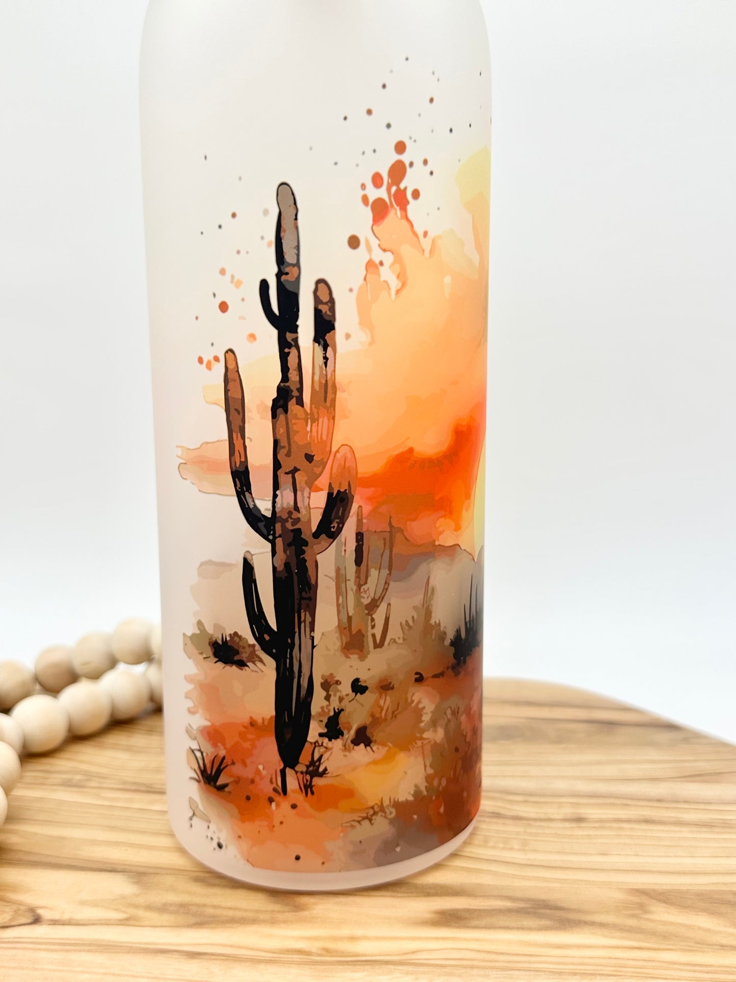 Desert Landscape Glass Water Bottle