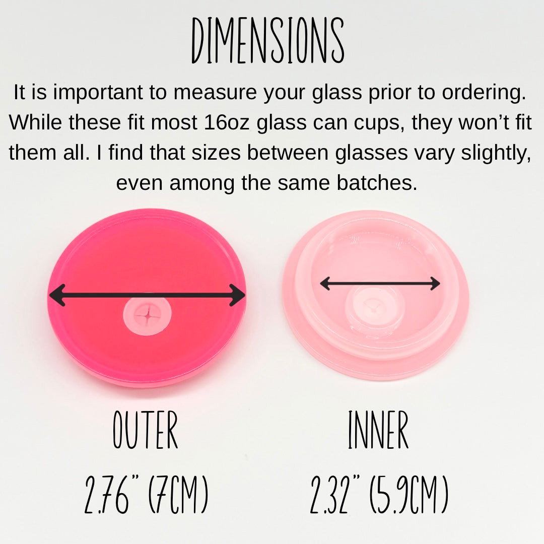Plastic Lids for 16oz Glass Can Cups | Replacement Glass Cup Lids in 10 Colors