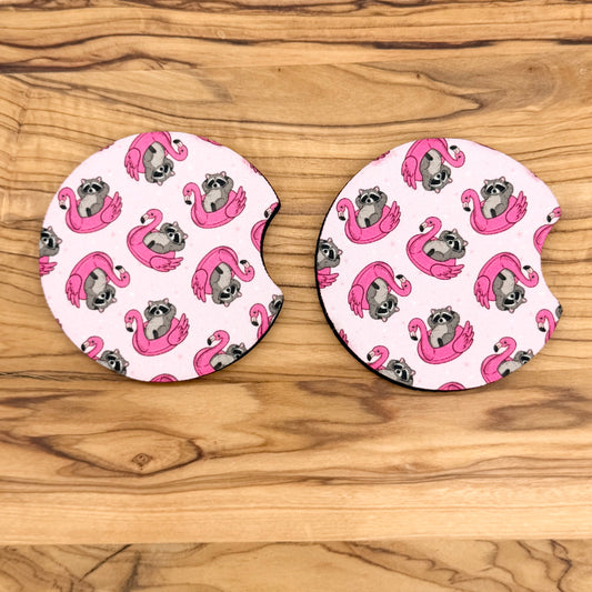 Funny Summer Raccoon Car Coasters