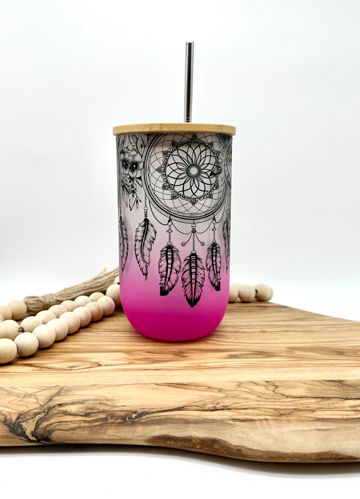 Pink Cow Skull Wine Glass Tumbler