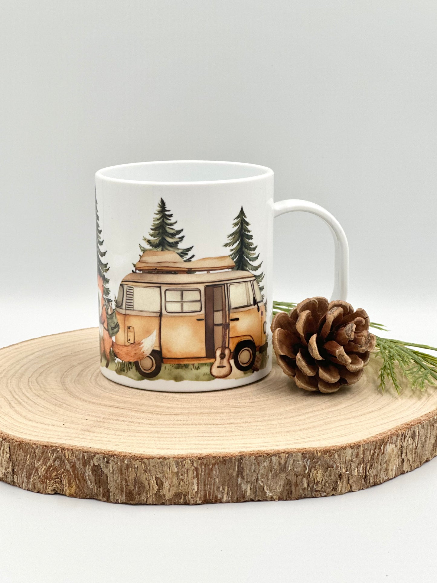 Custom Kids Camping Mug – 11oz Durable Plastic Mug with Bear and Tent Design, Personalized with Name