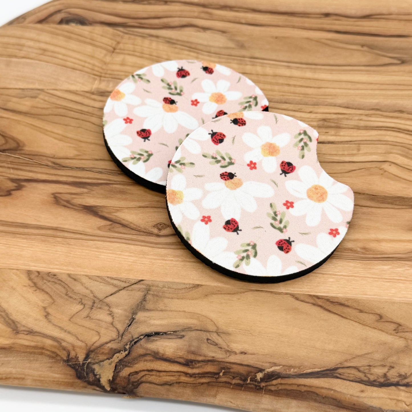 Pink Ladybug Car Coasters