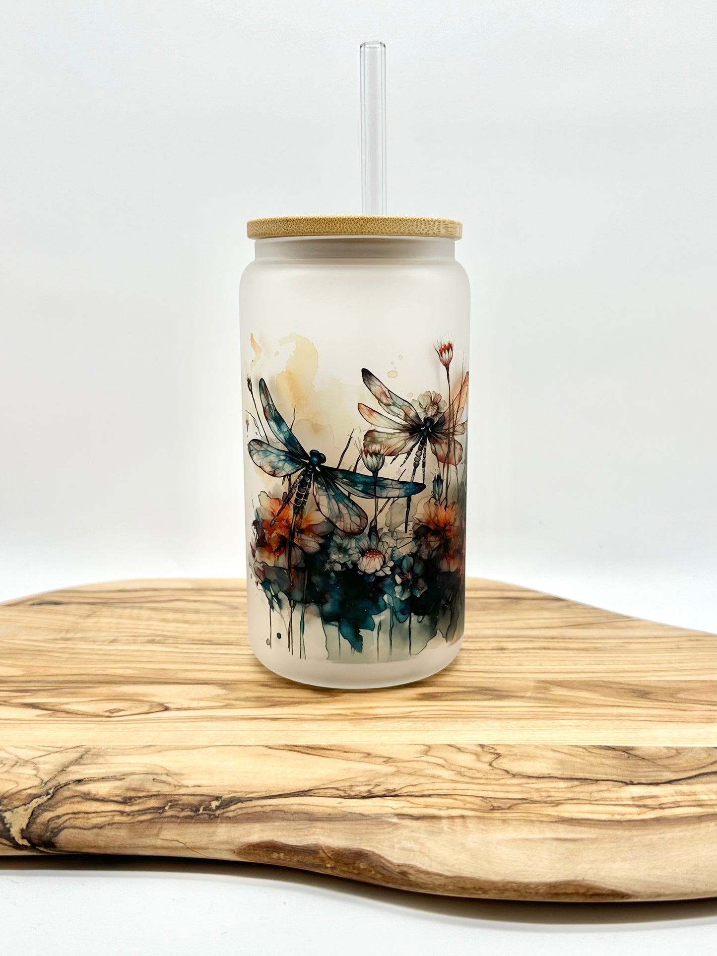 16oz Dragonfly Glass Tumbler