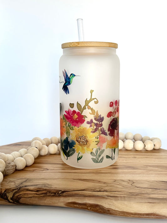 Personalized Hummingbird Glass Cup