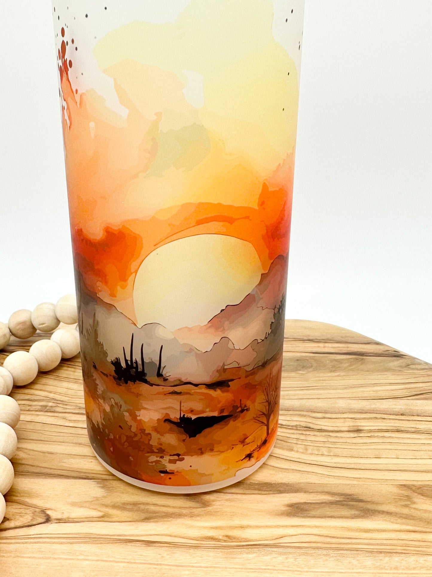 Desert Landscape Glass Water Bottle