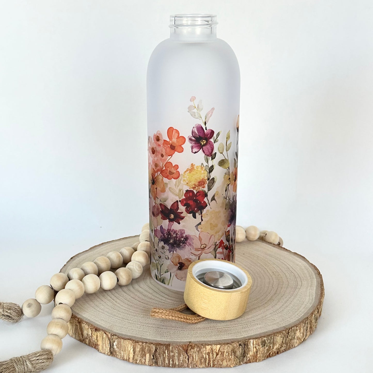 Wildflower Glass Water Bottle