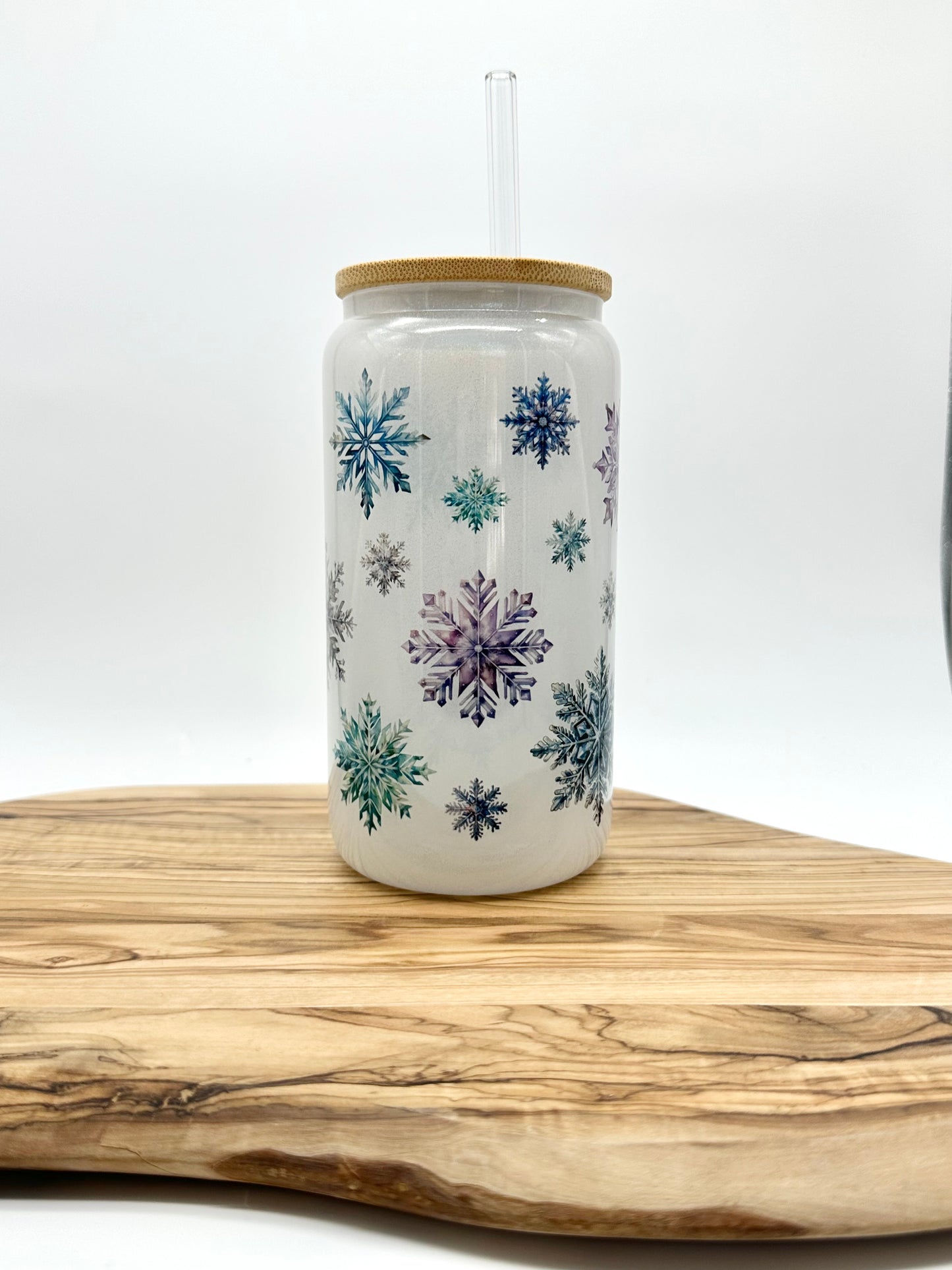 Snowflake Shimmer Glass Tumbler