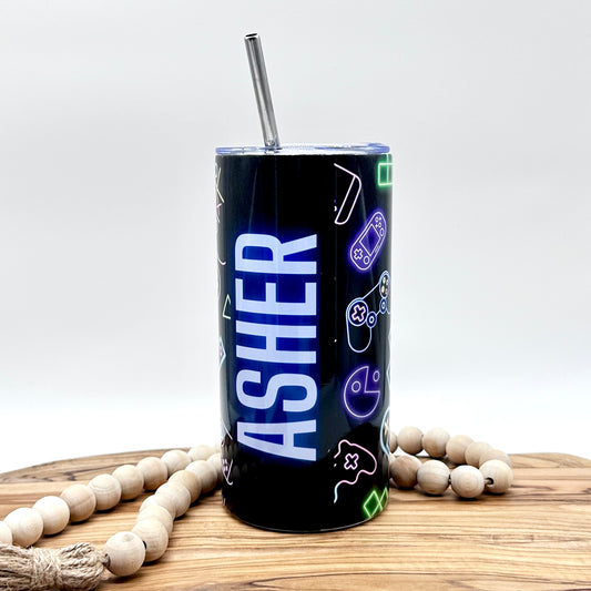 Kids Personalized Neon Gaming Tumbler 15oz