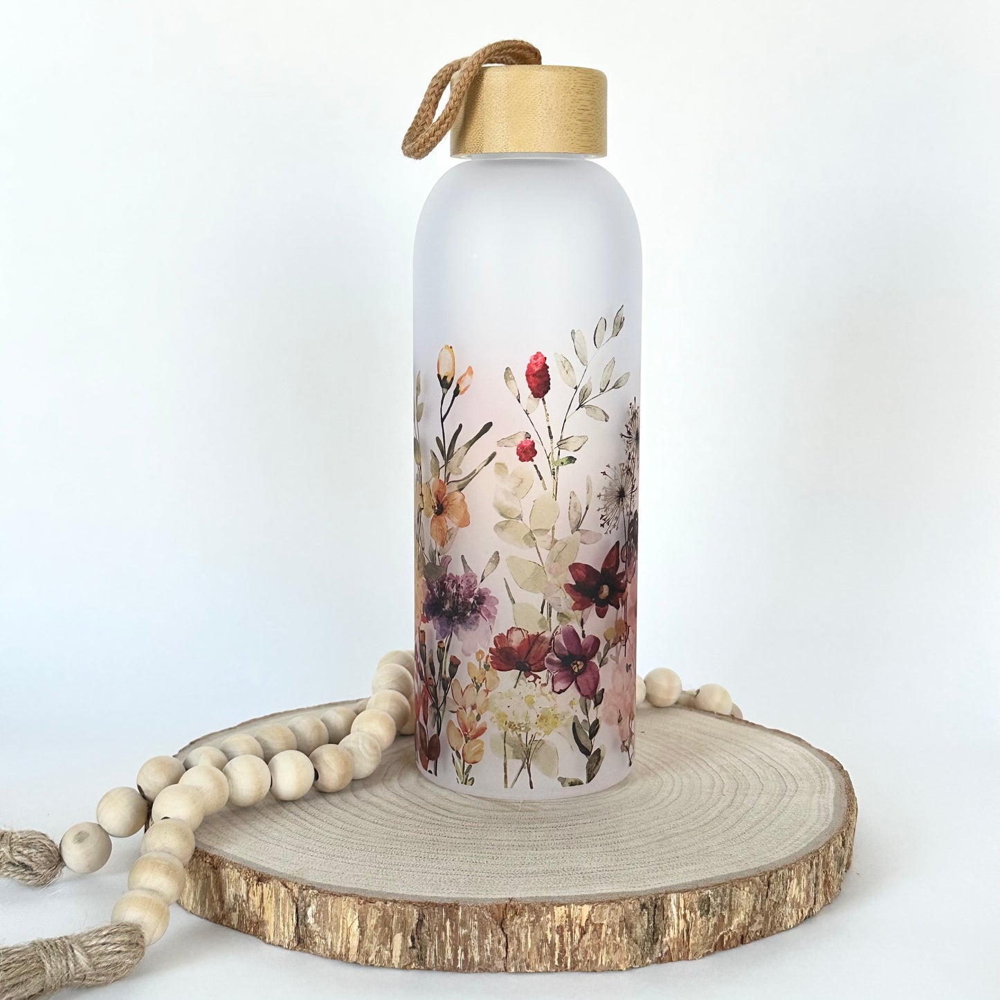 Wildflower Glass Water Bottle