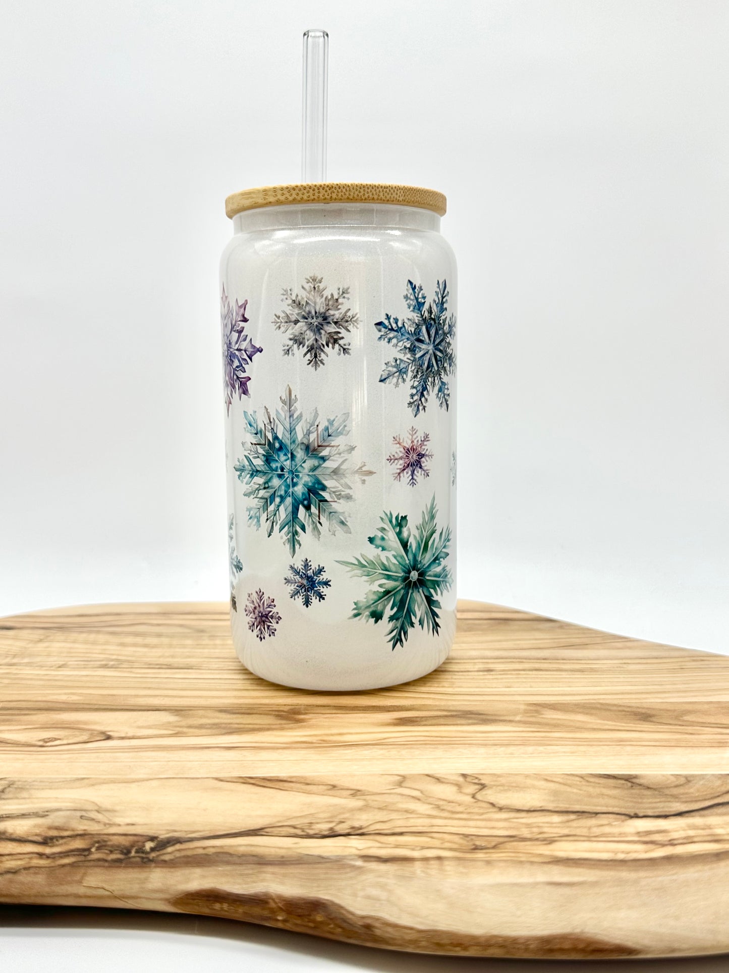 Snowflake Shimmer Glass Tumbler