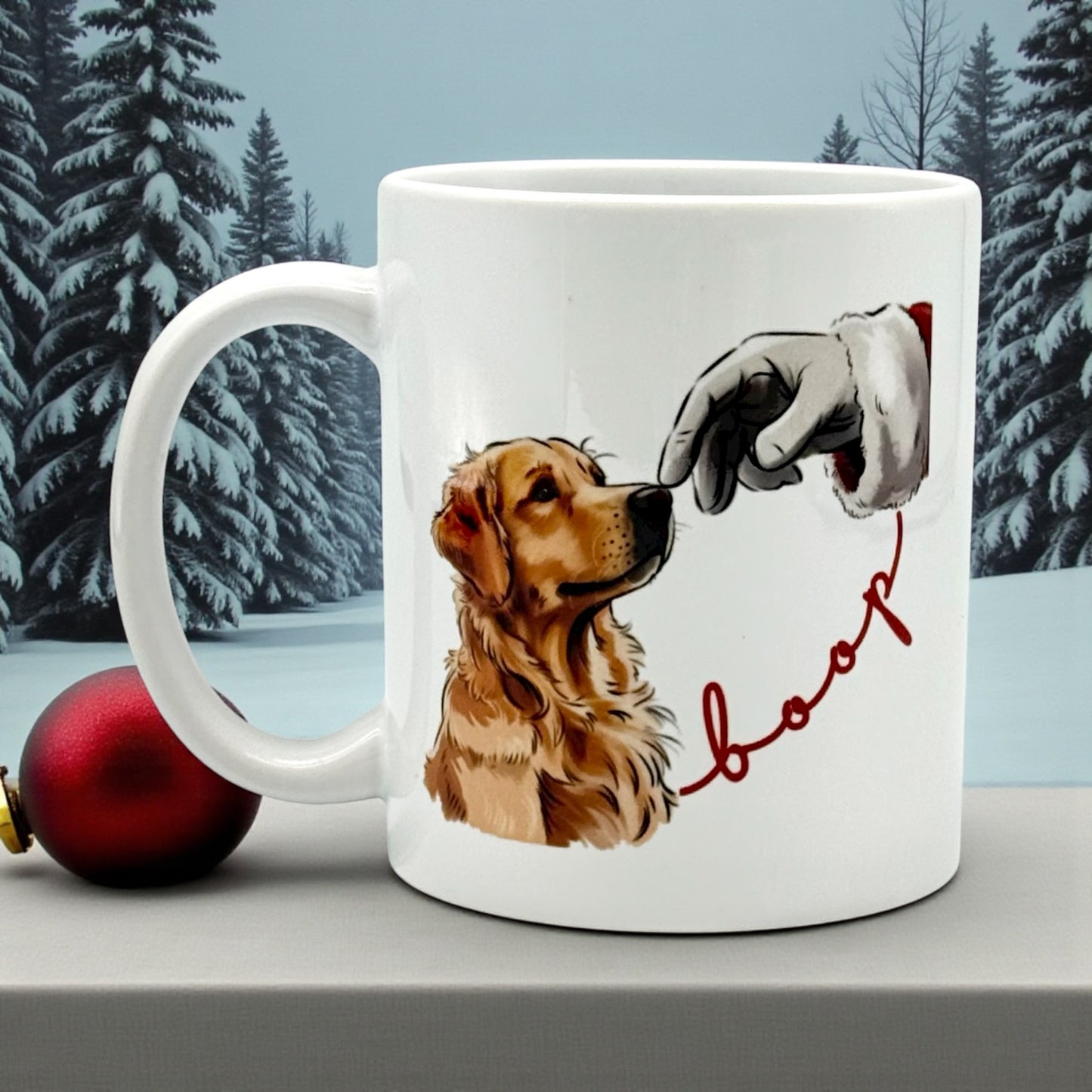 Boop Christmas Dog Mug - 12oz Ceramic Coffee Cup