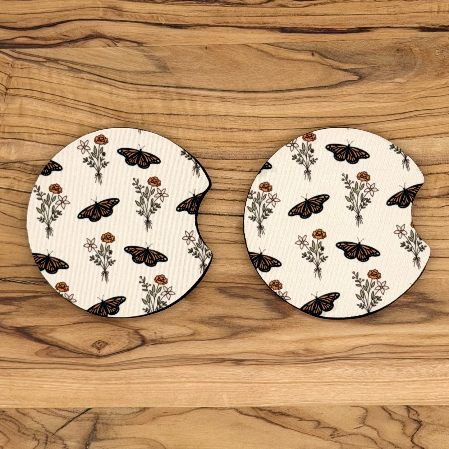 Floral Butterfly Car Coasters