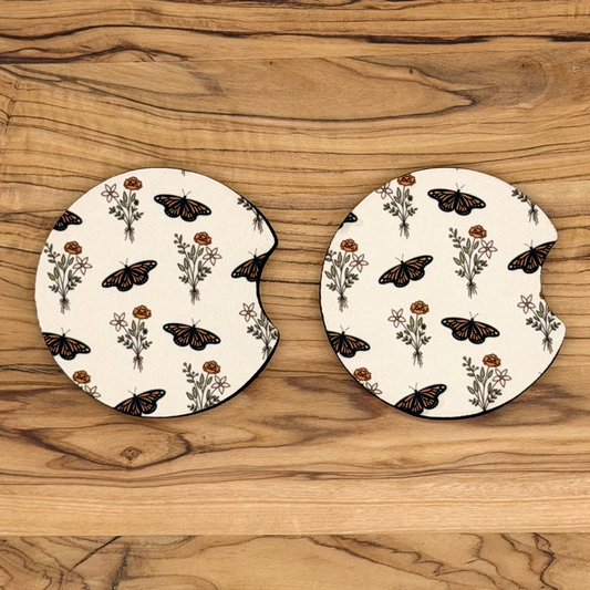 Floral Butterfly Car Coasters