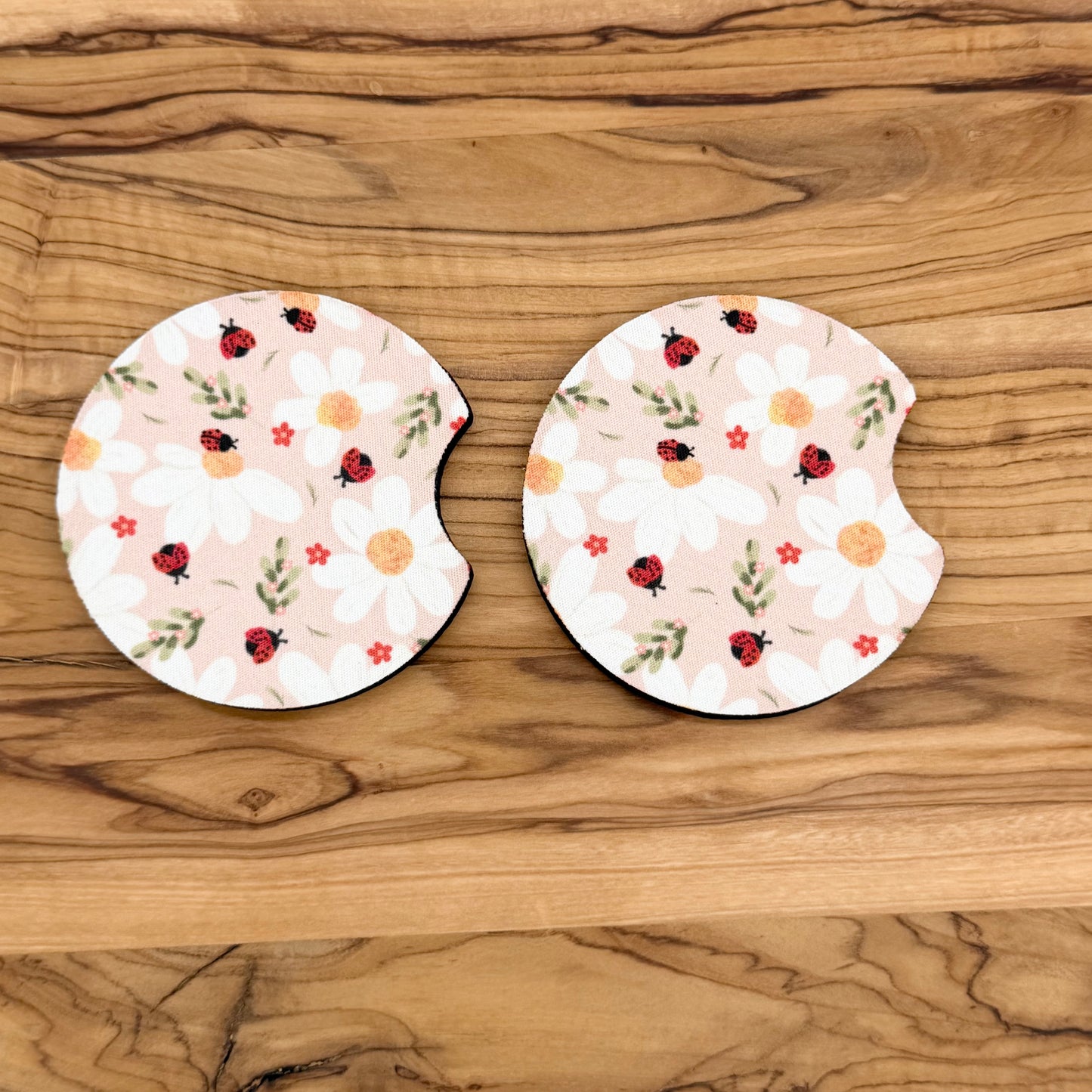 Pink Ladybug Car Coasters
