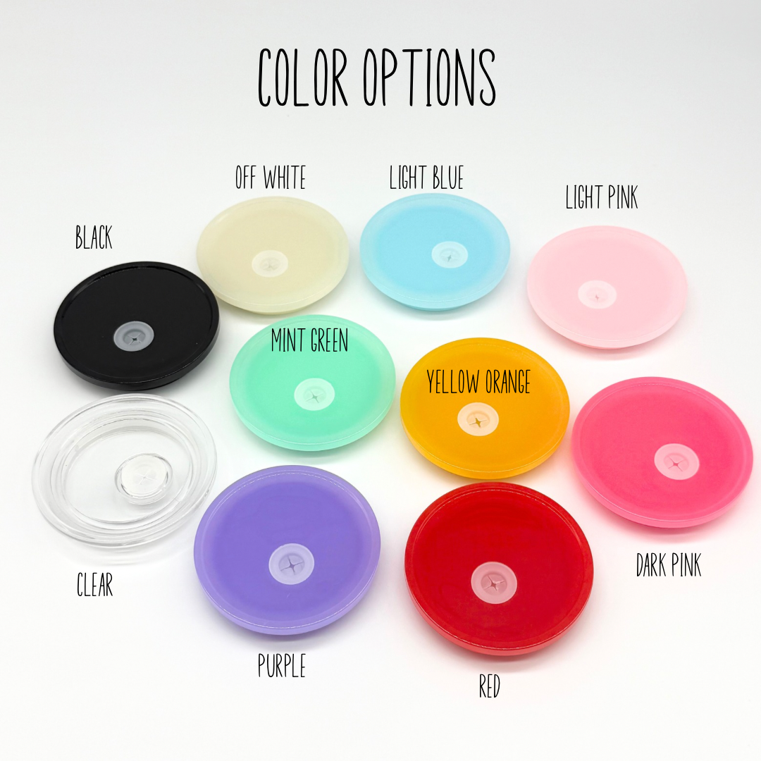 Plastic Lids for 16oz Glass Can Cups | Replacement Glass Cup Lids in 10 Colors