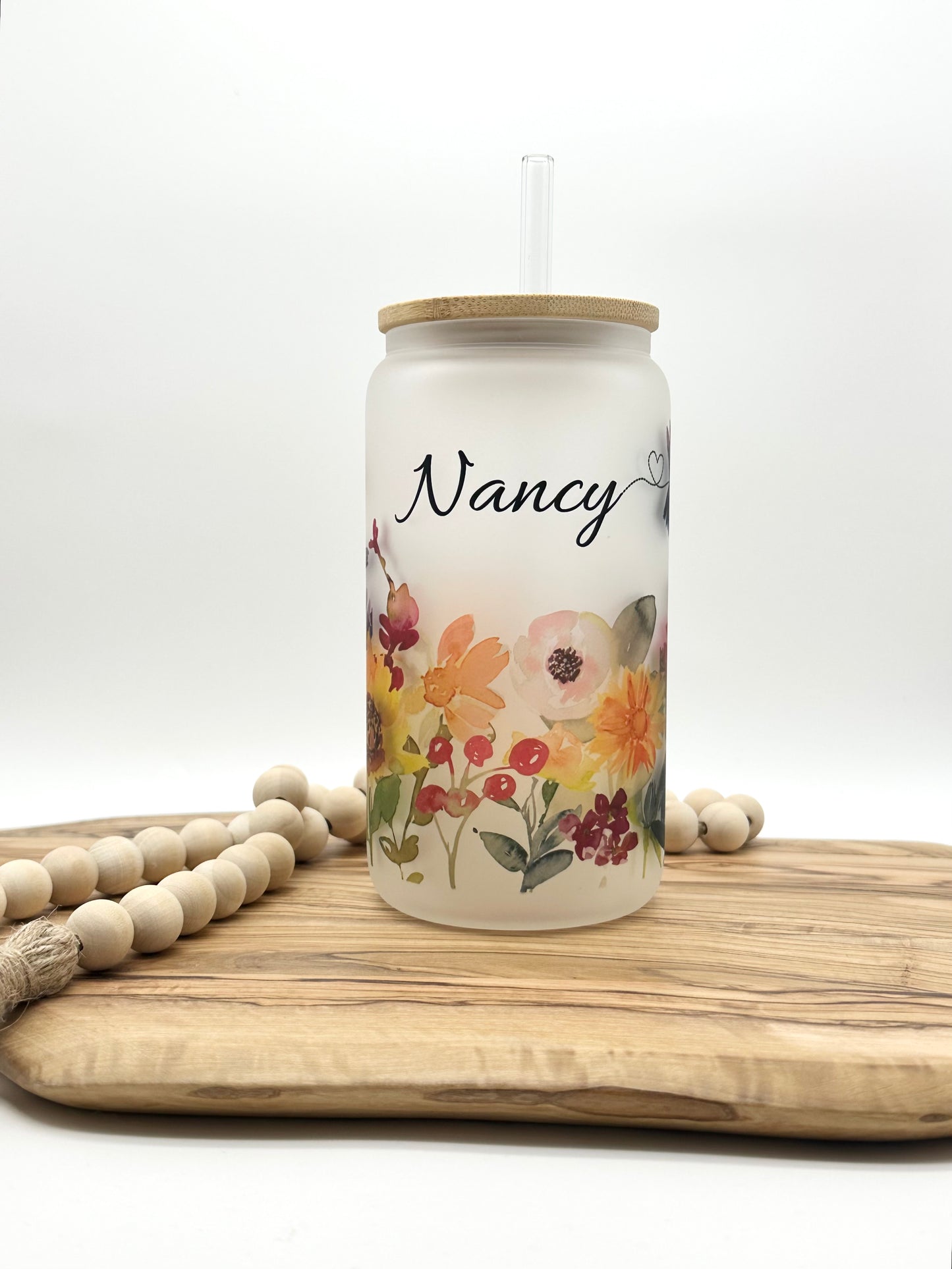 Personalized Hummingbird Glass Cup