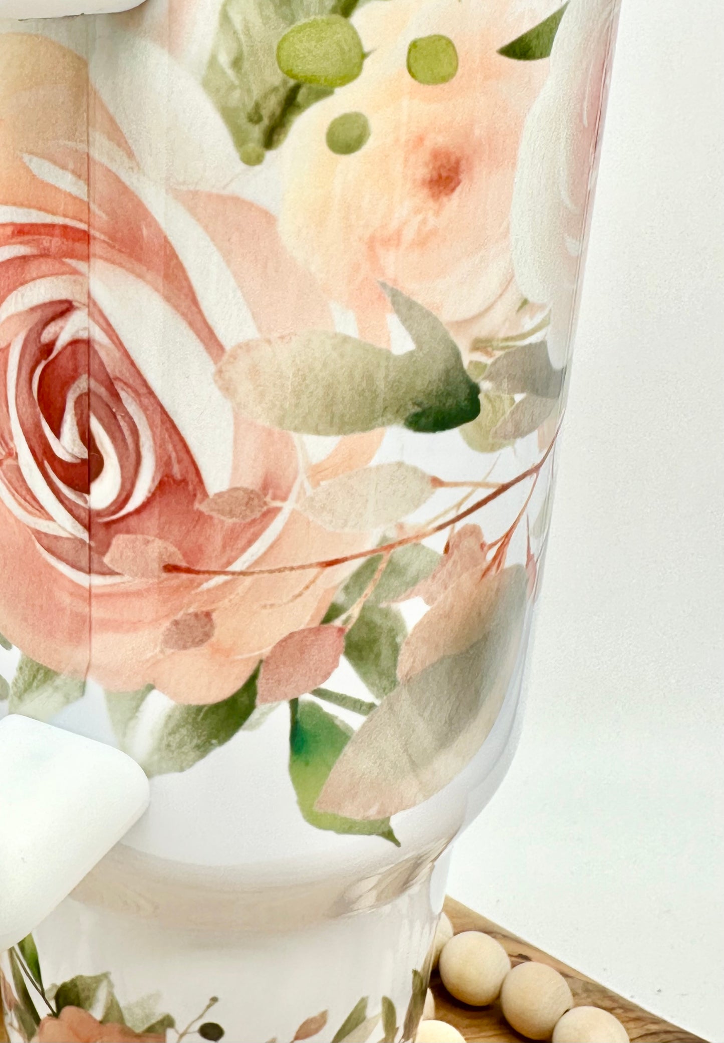 40oz Insulated Peach Floral Tumbler