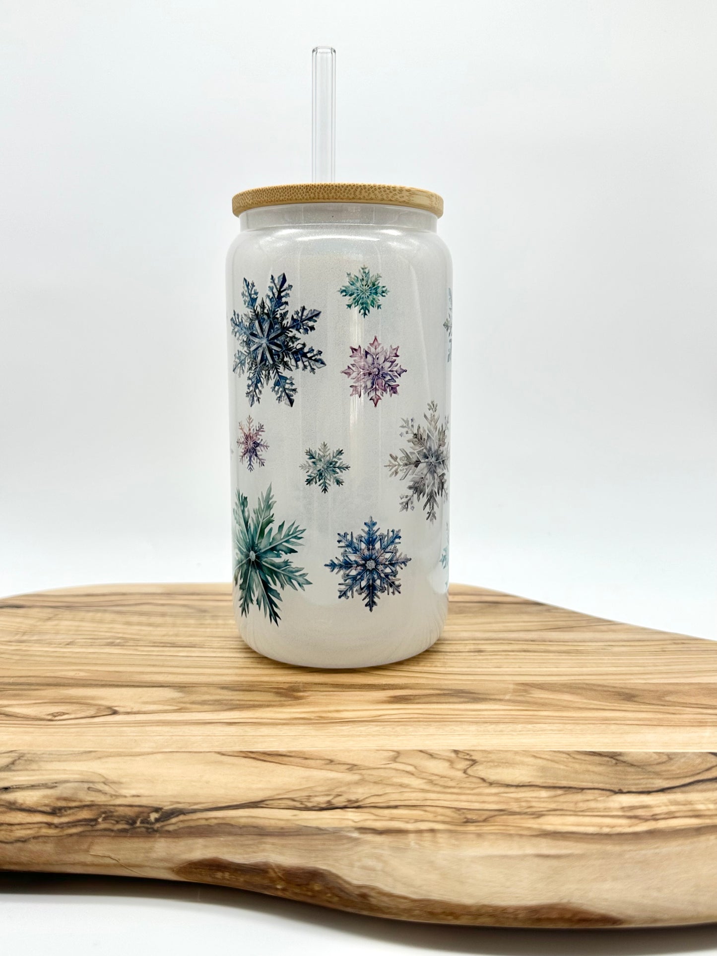 Snowflake Shimmer Glass Tumbler