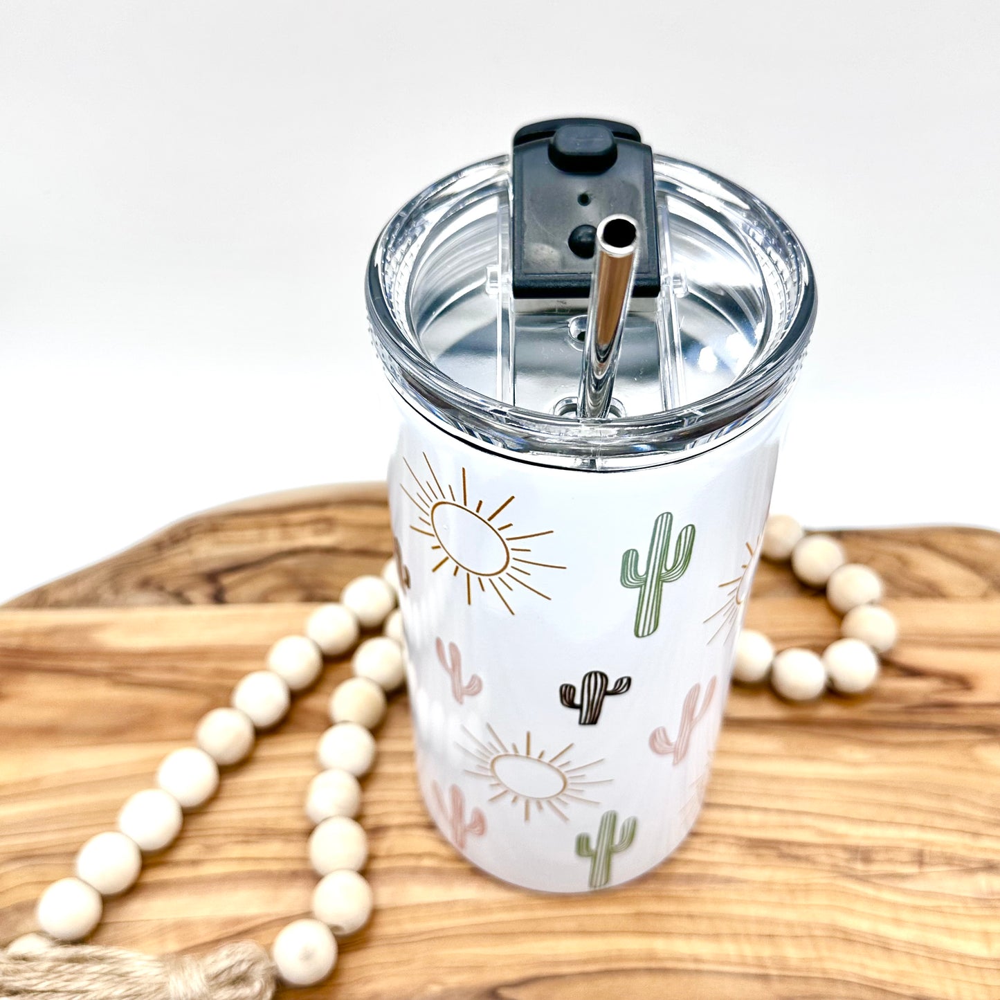 4-in-1 Insulated Can Cooler with Cactus Print