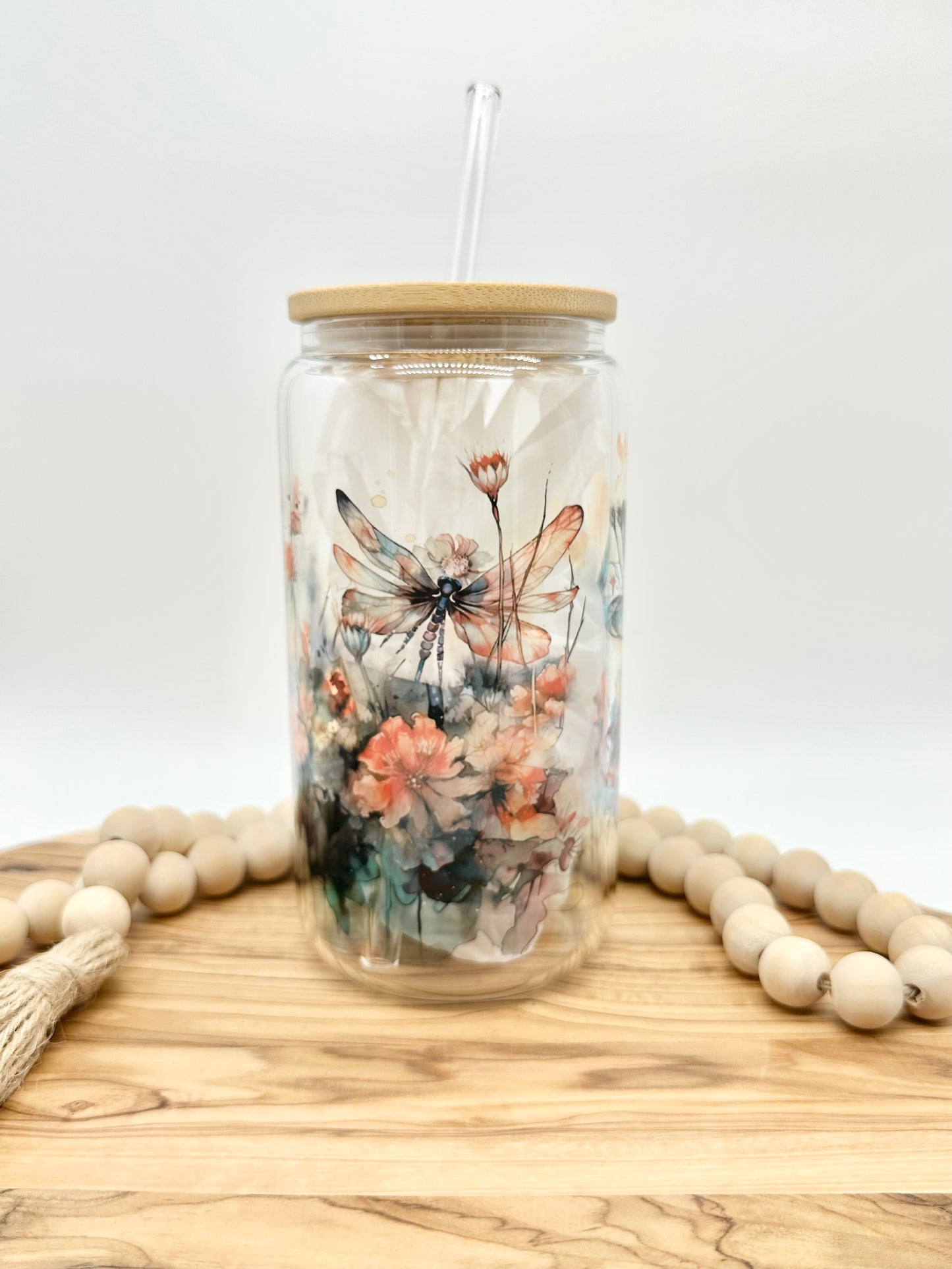 16oz Dragonfly Glass Tumbler