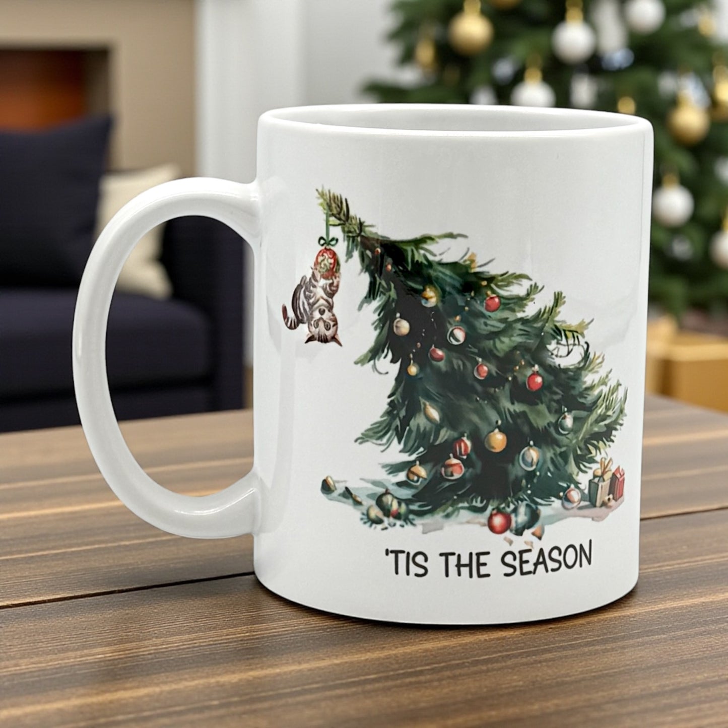 Funny Christmas Cat Mug - 12oz Ceramic Mug