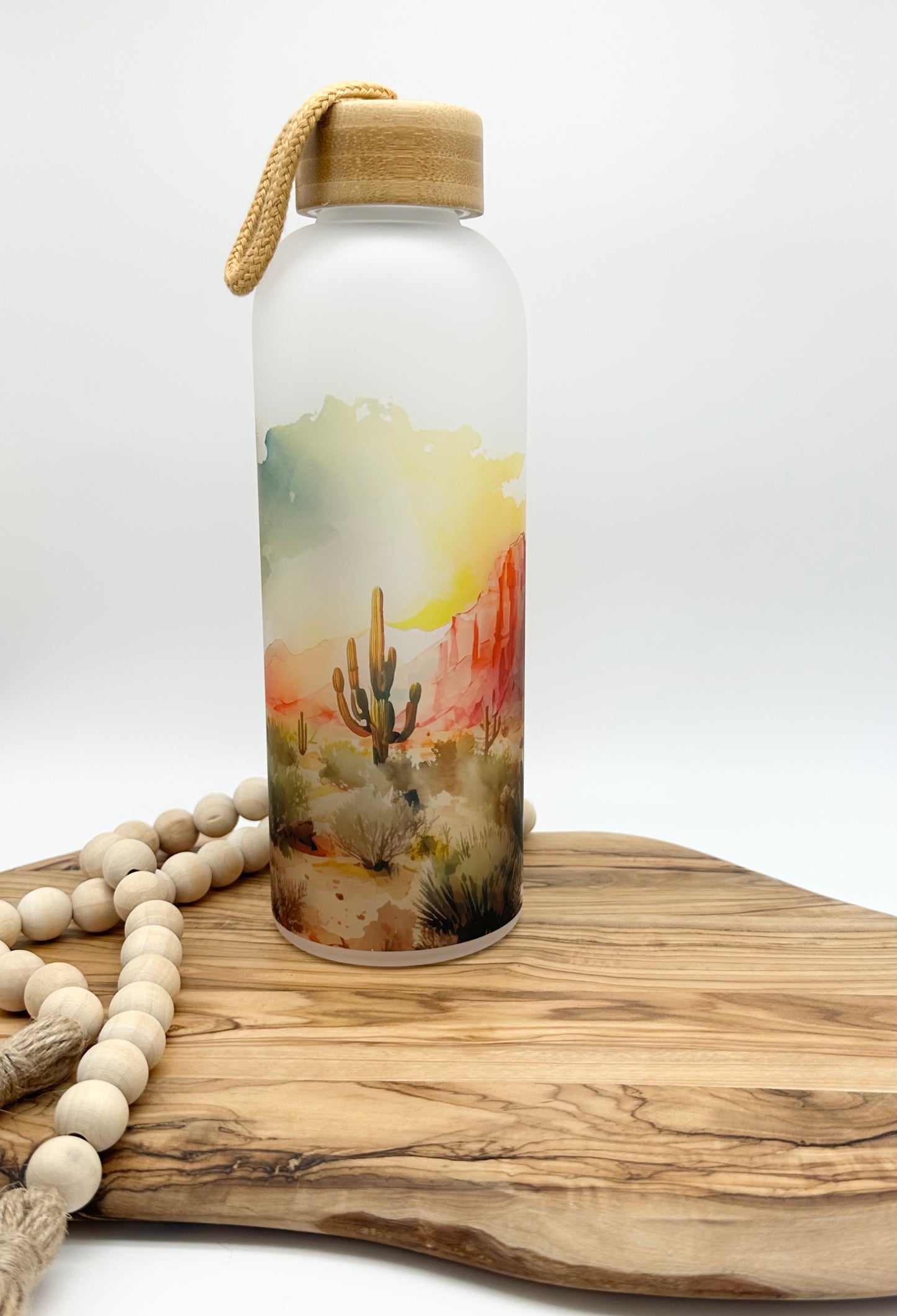 Desert Landscape Glass Water Bottle