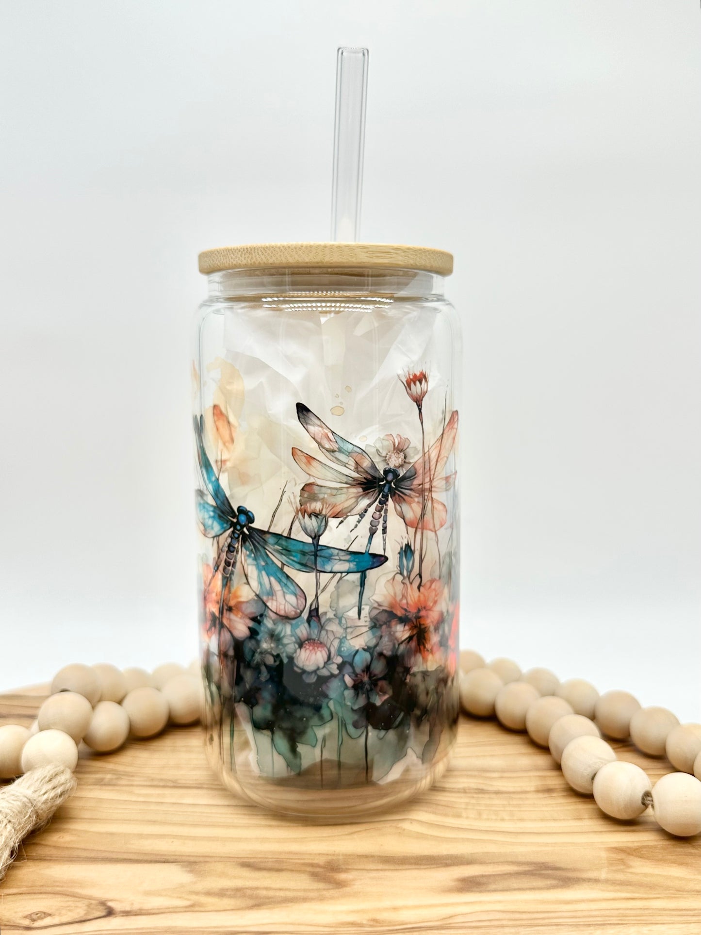 16oz Dragonfly Glass Tumbler