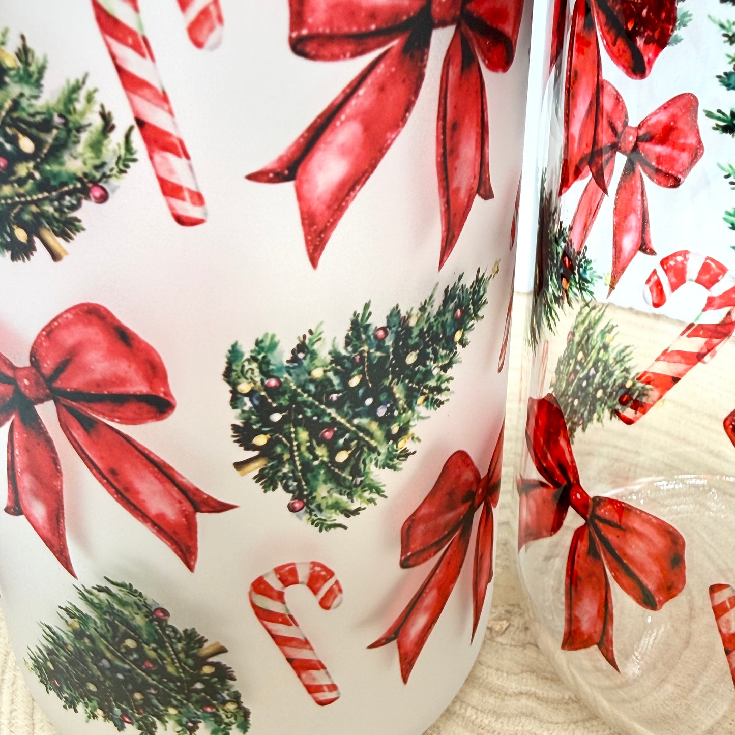 Christmas Glass Tumbler - 16oz Iced Coffee Cup