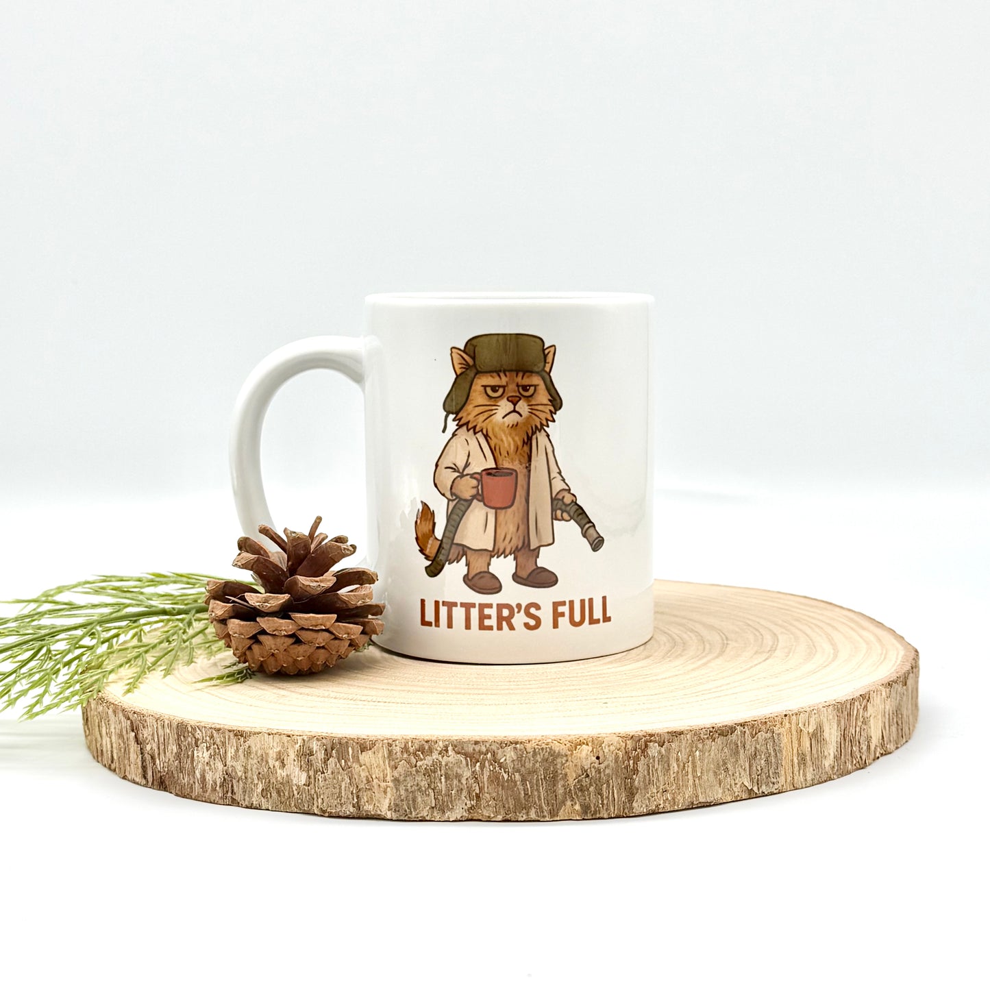 “Litters Full” Funny Cat Christmas Mug - 12oz Ceramic Coffee Cup