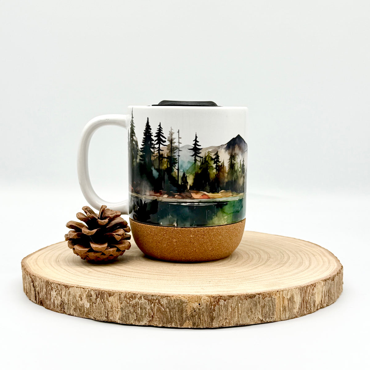 12oz Mountain Forest Cork Bottom Coffee Mug