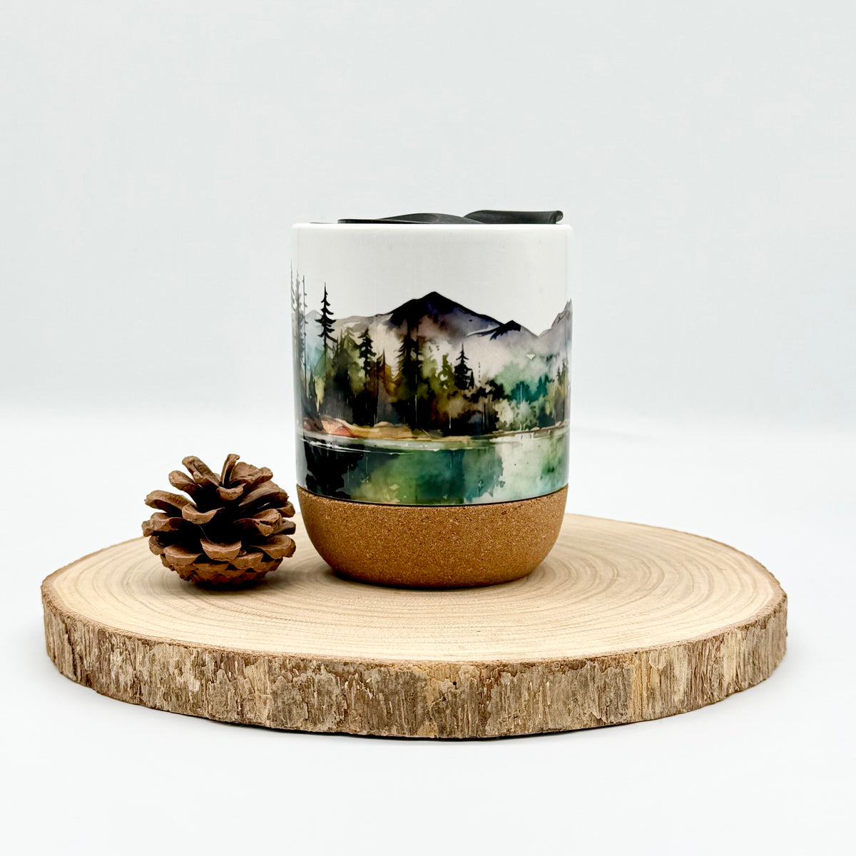 12oz Mountain Forest Cork Bottom Coffee Mug