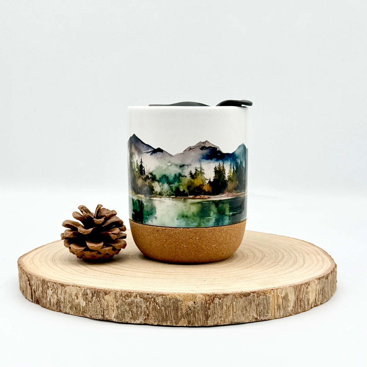 12oz Mountain Forest Cork Bottom Coffee Mug