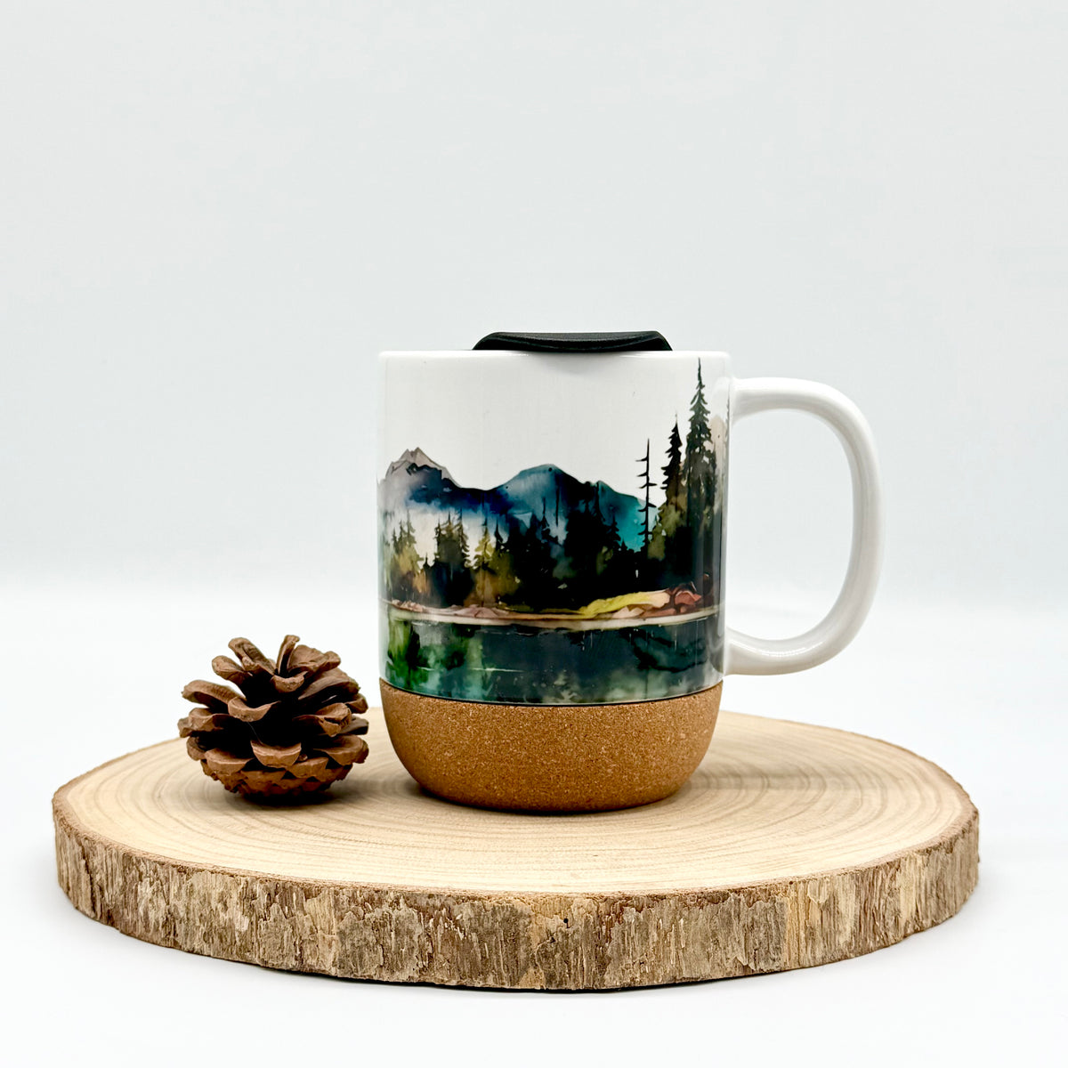 12oz Mountain Forest Cork Bottom Coffee Mug