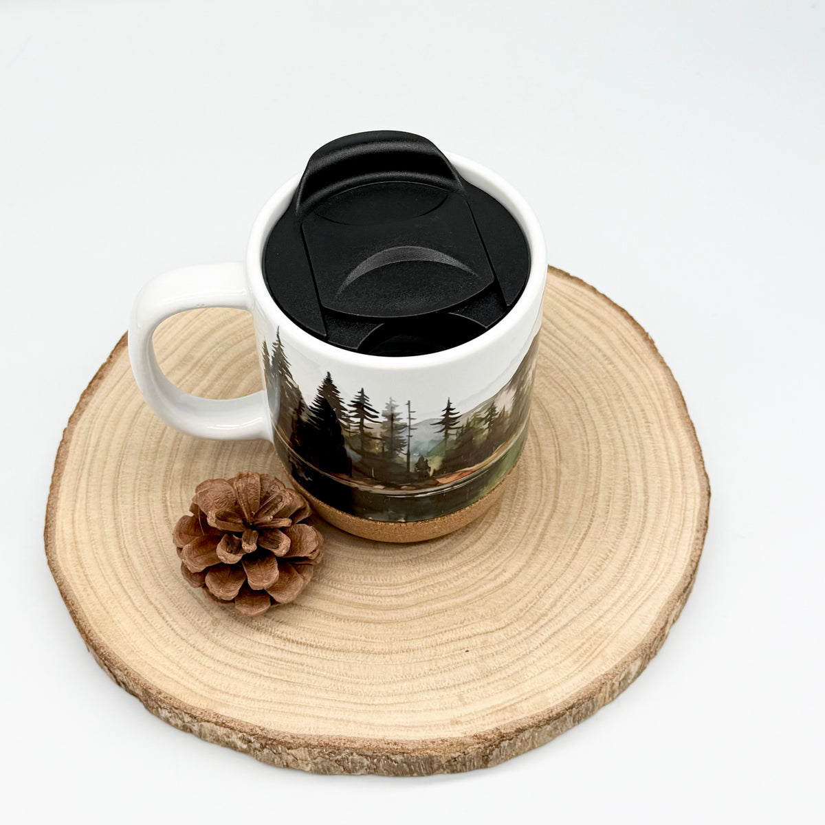 12oz Mountain Forest Cork Bottom Coffee Mug