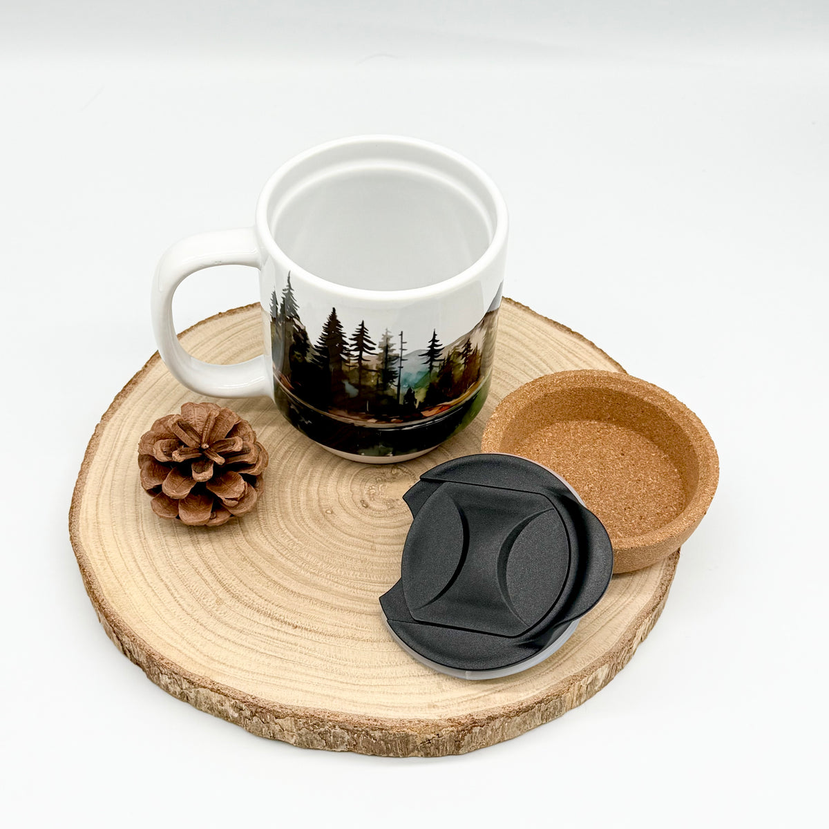 12oz Mountain Forest Cork Bottom Coffee Mug
