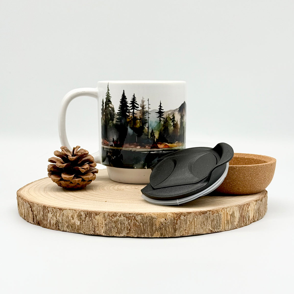 12oz Mountain Forest Cork Bottom Coffee Mug