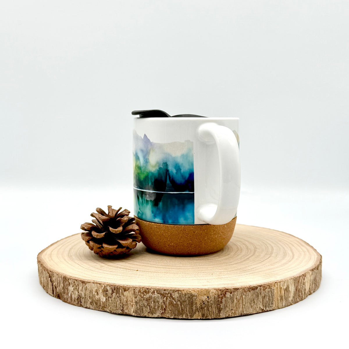 12oz Colorful Mountain Lake Cork Bottom Coffee Mug