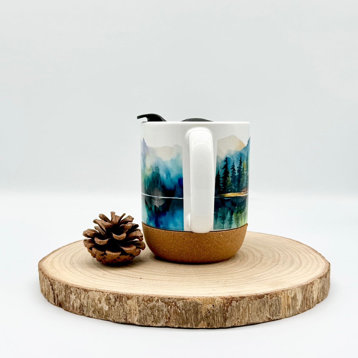 12oz Colorful Mountain Lake Cork Bottom Coffee Mug